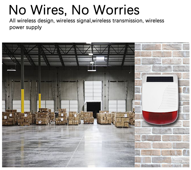 Outdoor security alarm system Solar Panel Alarm Siren 110DB Remote control wireless siren