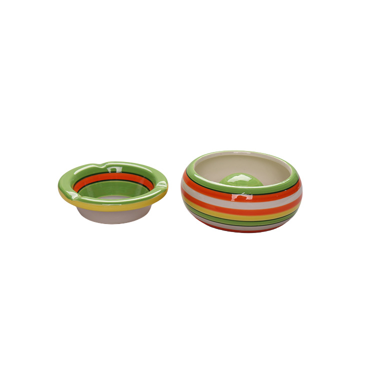 High Quality Ceramic Cigar Ashtray Porcelain With 3 Holder Slots Round For Home Office Decoration