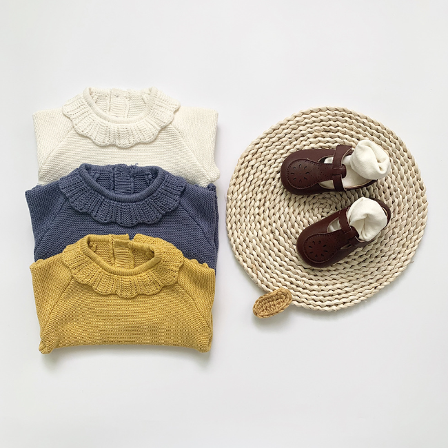 PHB 40261, необычный воротник, однотонный, для девочек, 2020, Новое поступление, свитера