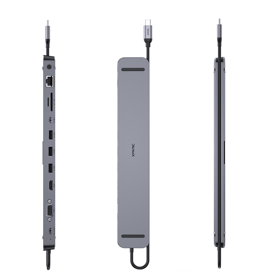 Soomfon настольный USB C док-станция для смартфона с 3 портами USB3.0 5 Гбит/с разъемом USB Type-C USB концентратор с двойным дисплеем 4K HDMI VGA Gigabit 11 порта док-станции