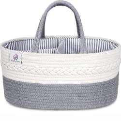 cotton rope baby diaper caddy organizer collapsible baby nursery storage bin caddy organizer bag with cotton lining for wipes