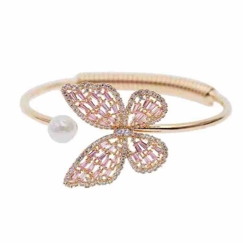蝴蝶魅力镀金开口袖口手镯女士首饰