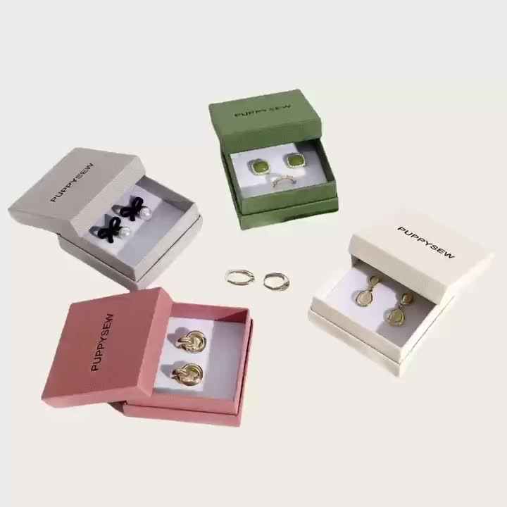 Custom logo Cardboard Jewelry Packaging Boxes Luxury Jewellery Gift Box  Necklace Earrings Bracelet Ring Paper Jewelry Lid Box