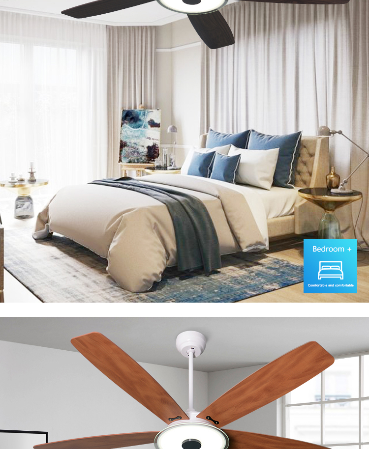 52 inches indoor modern design remote control LED light retractable DC ceiling fan