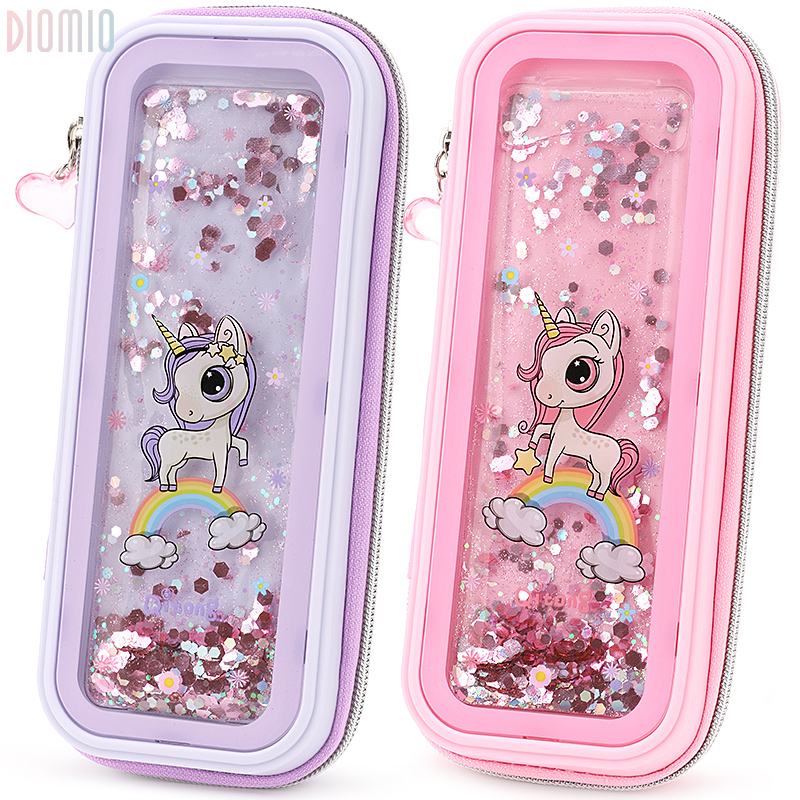 Детский прозрачный водонепроницаемый пенал с принтом единорога