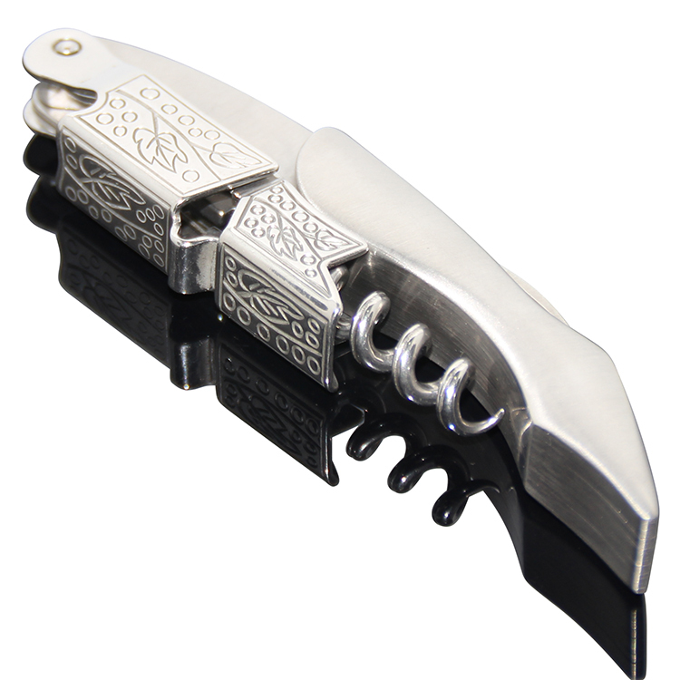 Luxury Stainless Steel Hippocampal Corkscrew Opener Silver Color Emboss Logo Multifunctional Knife Opener Wine
