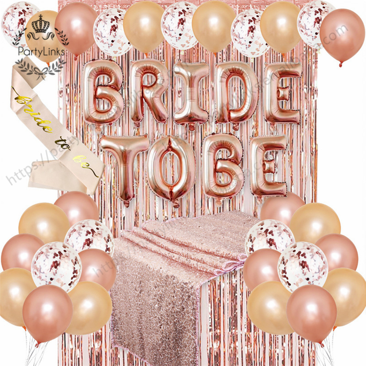Rose Gold Vorhang Aluminium Film Pailletten braut zu werden Ballon schärpe Champagne Gold Geburtstag Party Erinnerung Tag Dekoration