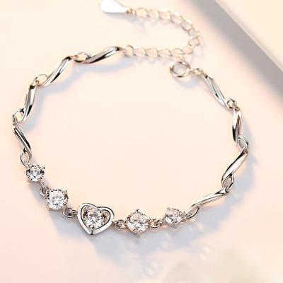 现代风格水晶银色友谊手链设计为最好的朋友