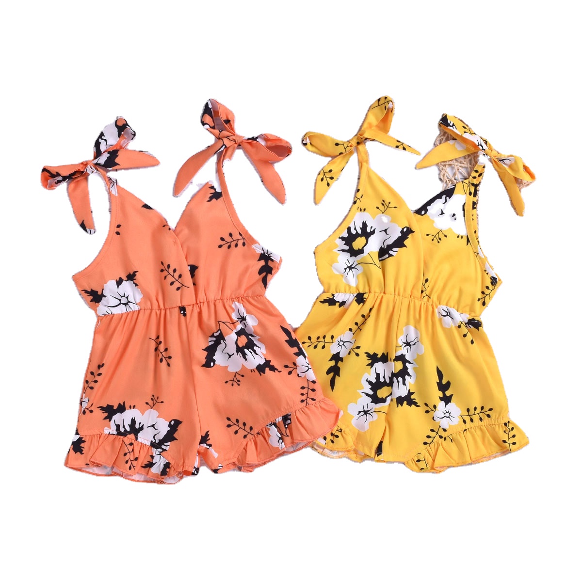 Летней детской одежды для маленьких девочек, комбинезон с цветочным принтом, без рукавов, на лямках, комбинезон для маленьких девочек; Детский костюм для активных игр