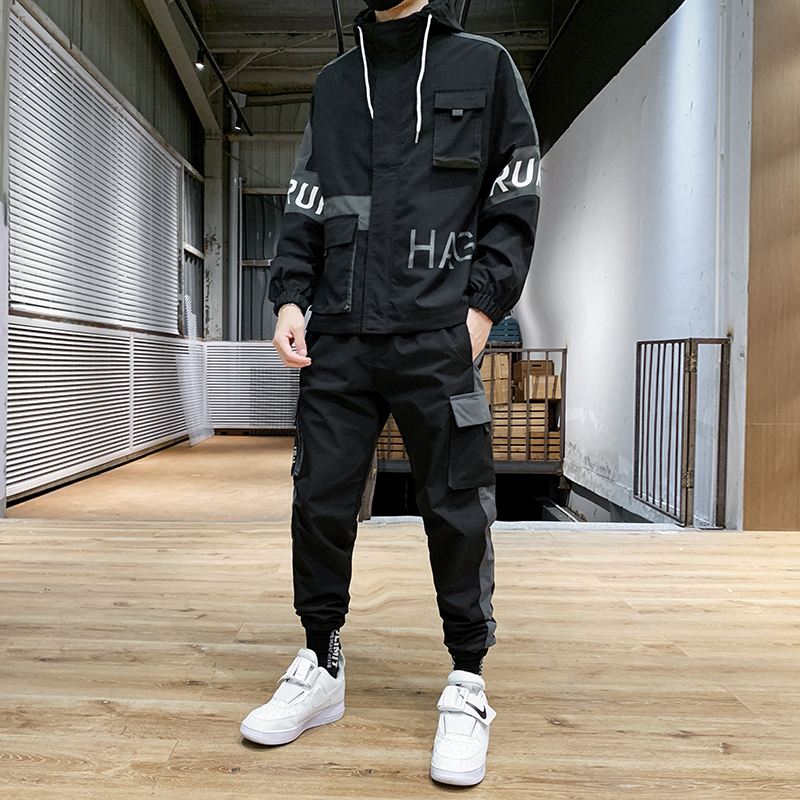 Брендовая спортивная одежда, мужской спортивный костюм, спортивная одежда для фитнеса, комплект из двух предметов, мужская куртка с длинным рукавом и штаны, спортивная одежда