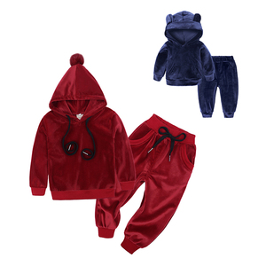 Custom Warm Long Sleeve Kids Gorls Hoodie Clothes Children Toddler Boys Clothing Sets Winter