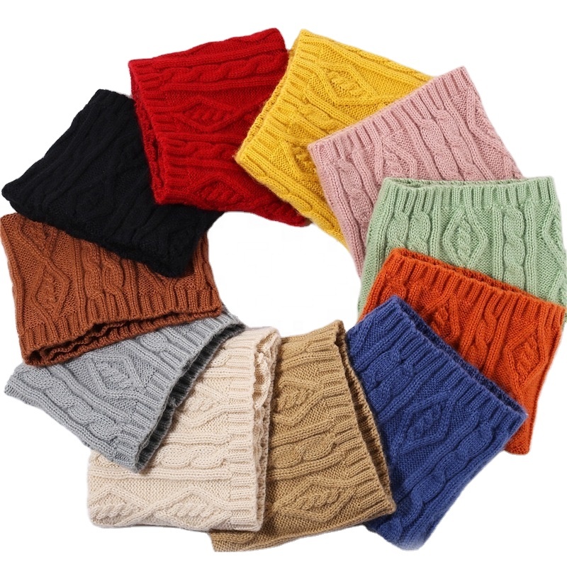 KENSHELLEY 2021 европейский стиль дети Бесконечность круглый шарф чистый цвет шеи теплее Snood Классический кабель вязаный шерстяной шарф