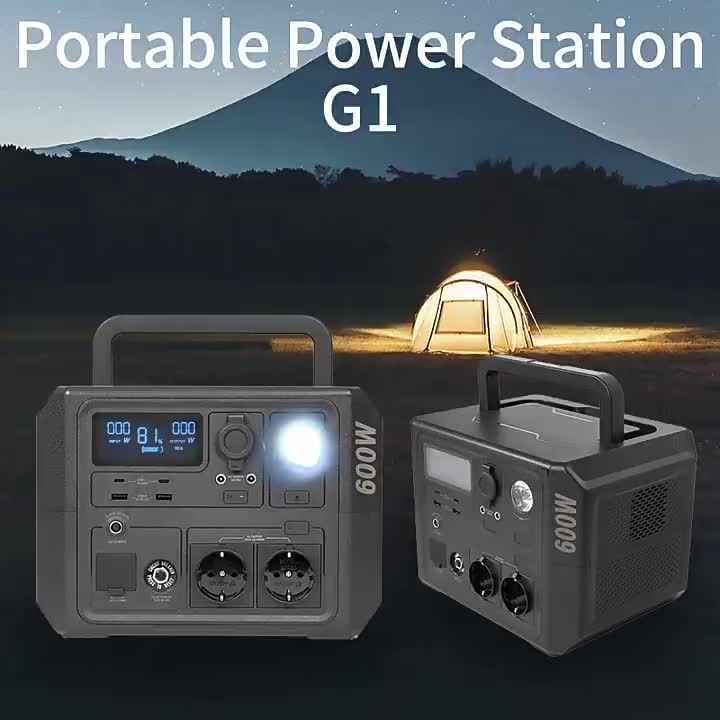 600W Outdoor Camping Lithium Rechargeable Electric Solar Power Generator AC  Power Supply Portable Power Station
