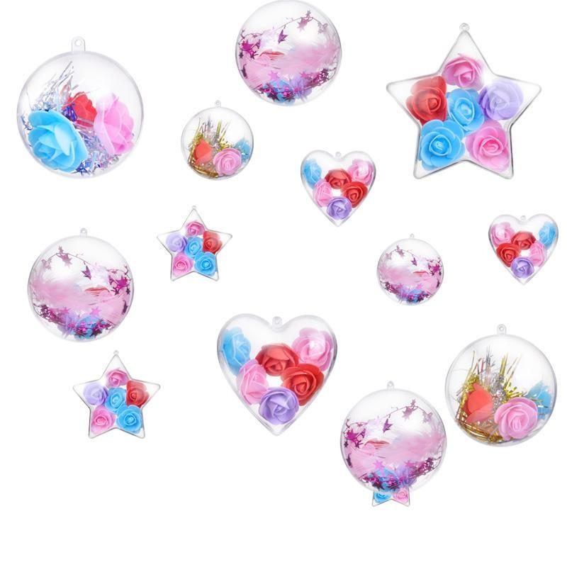 Открытые полые Висячие прозрачные рождественские украшения, рождественские акриловые рождественские украшения, пластиковые шары, половина 4-80 см