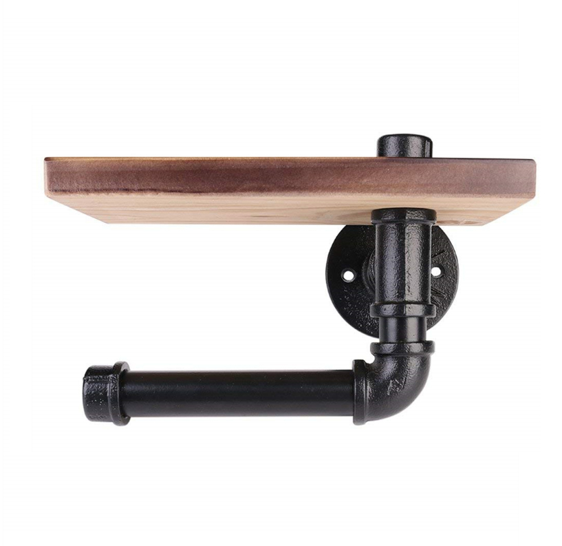 Деревенский деревянный полка и чугуна с шаровидным графитом, держатель для туалетной бумаги