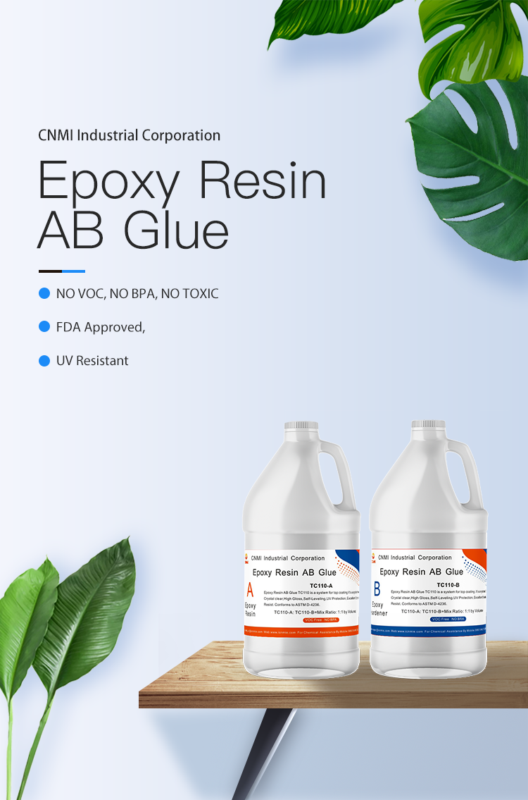 CNMI Epoxy Resin AB Glue TC110 1:1 Crystal Clear Epoxy Resin for Wood Table Top Countertop Coating Non Toxic