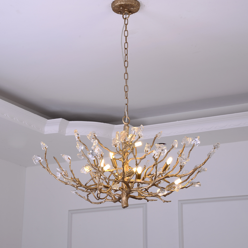 2020 Contemporary LED Ball maple leaf copper Glass lighting luxury Round  pendant lamp  staircase G9 chandelier villa design