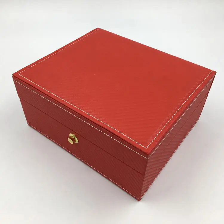 2020 Premium Red Leather Custom Logo Wooden Watch Box With Pillow
