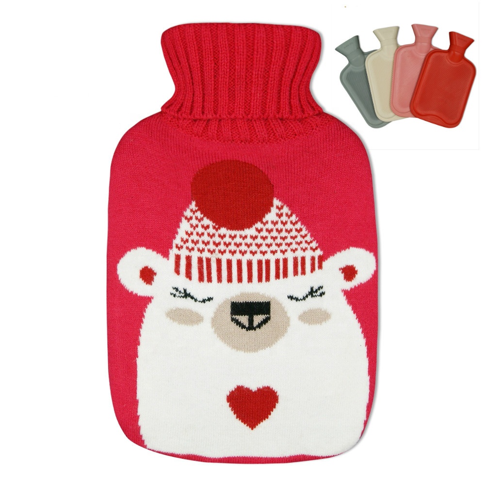 Бутылка для горячей воды BSI 1970:2012 утвержденный милый длинный резиновый мешок для горячей воды с крышкой животного