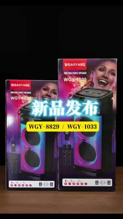 Caixa de Som Portátil WGY-8829/WGY-1033 com Microfones e Bluetooth