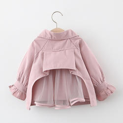 2020 new wholesale cheap princess pink mesh children baby windbreaker kids coat