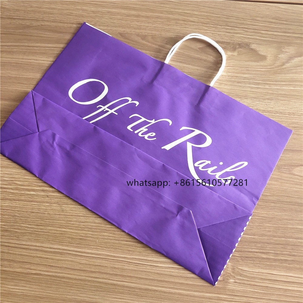white kraft paper bag custom print shopping bag with handles