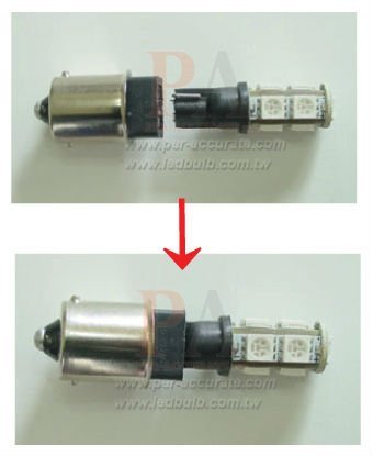 PA T10 W5W to Ba15s 1156 transformer bulb socket base
