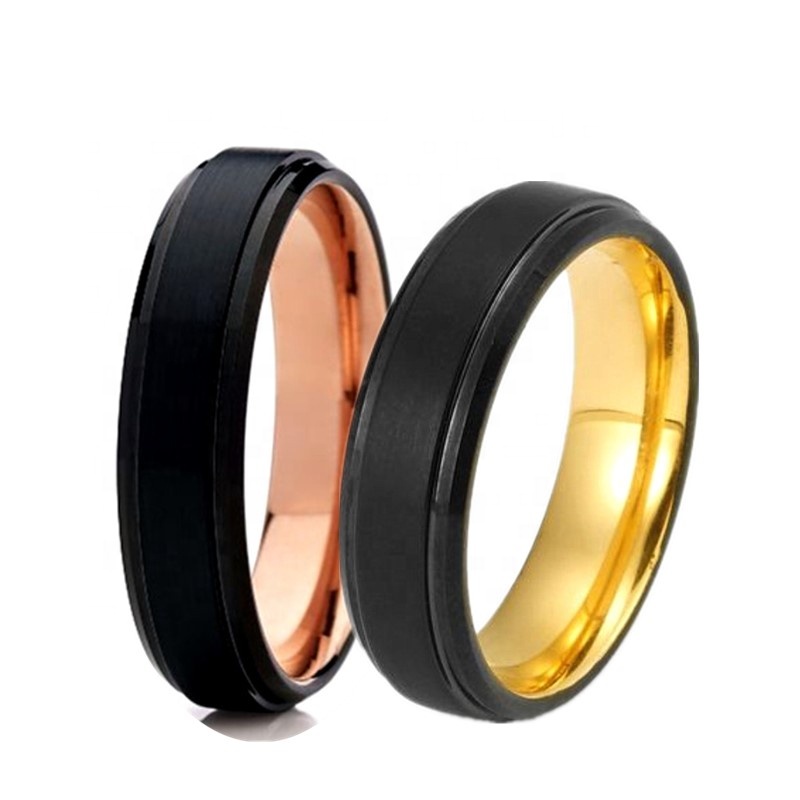 2021 мужское модное кольцо из карбида вольфрама с черным и золотым розовым золотом двухцветное