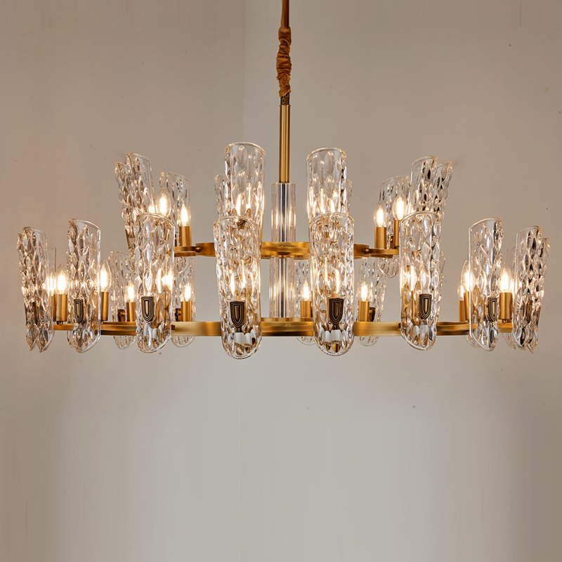 Copper Indoor Villa Fancy Design Pendant Hotel Artist Chandelier Crystal Lamp Modern Bar Luxury Living Room Interior Glass Light