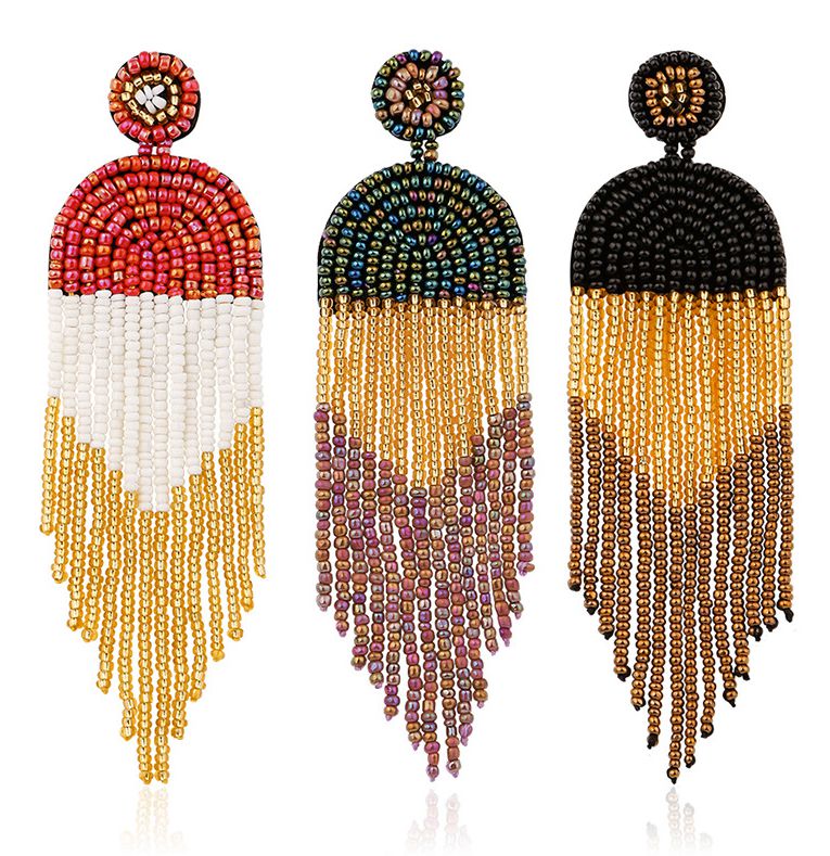 Новинка, Лидер продаж, висячие серьги ручной работы с кисточками, женские серьги «Миюки» с бусинами
