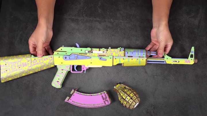 Minicity 3D Wooden Puzzle Model Kit - AK47 Hunting DIY Craft Kit