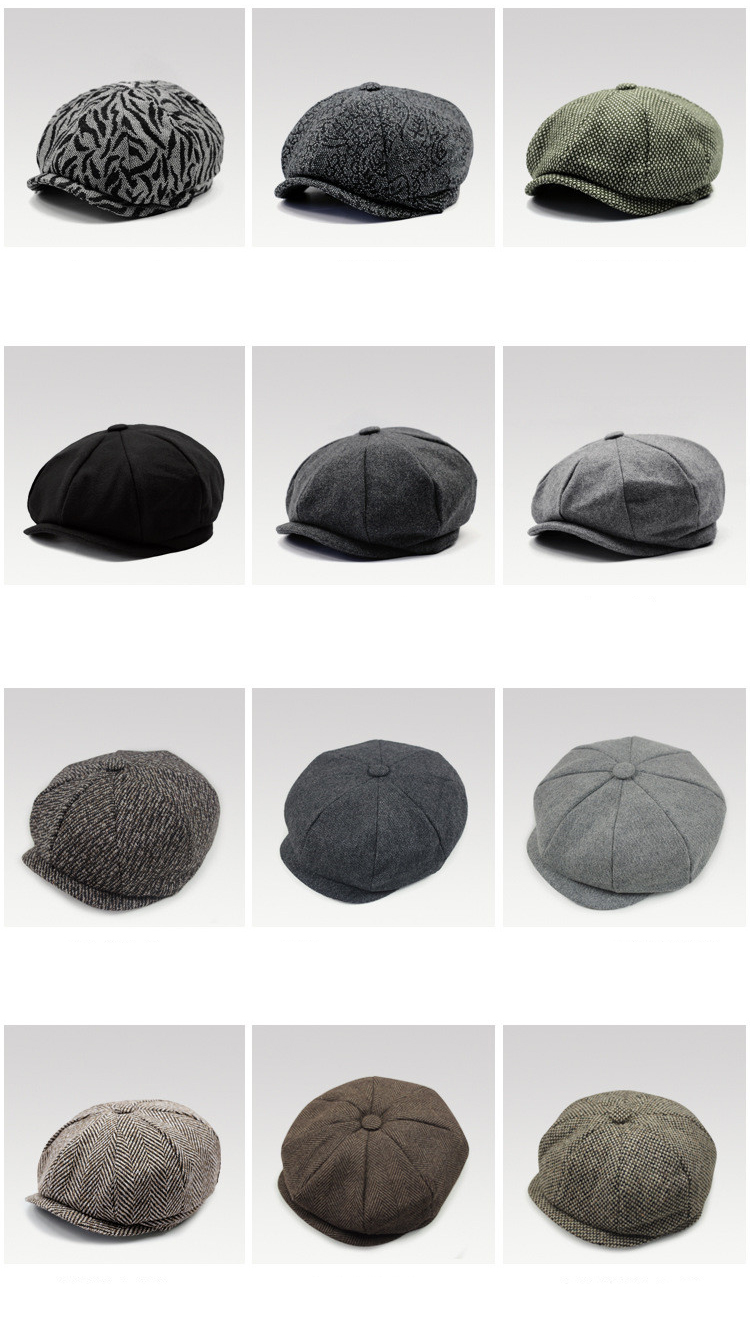 1 Pezzo Berretto Newsboy In Panno A Coste Tinto Uno Per - Foto 6