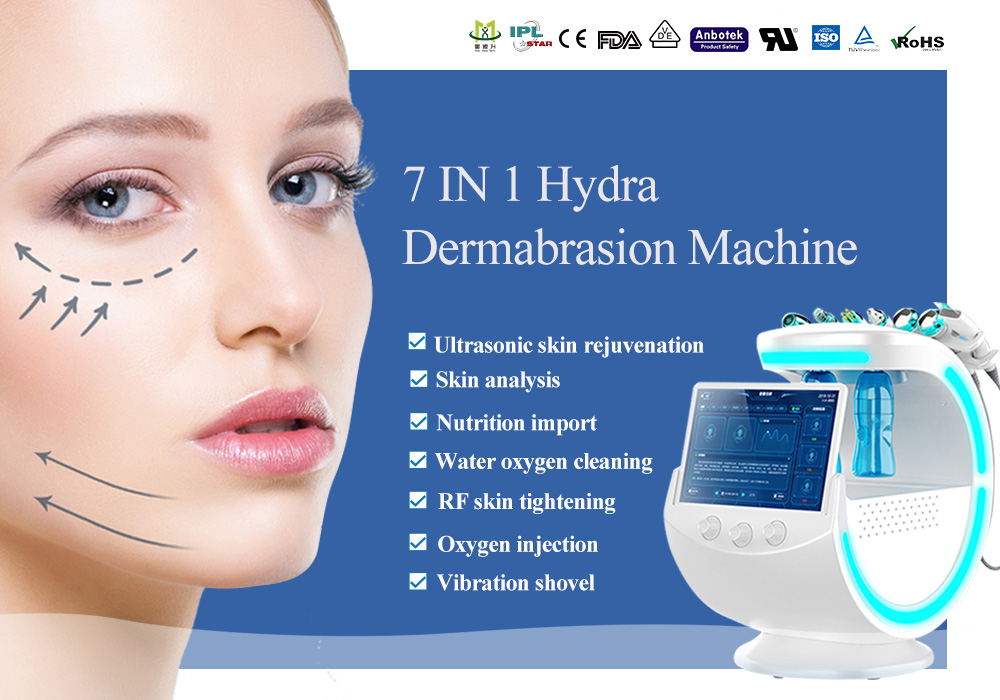 Hydra Beauty Smart Ice Blue 7 in 1 RF Ion Bubble Pen Dermabrasion Skin Analysis Scrubber Water Oxygen Facal Manage Salon Machine
