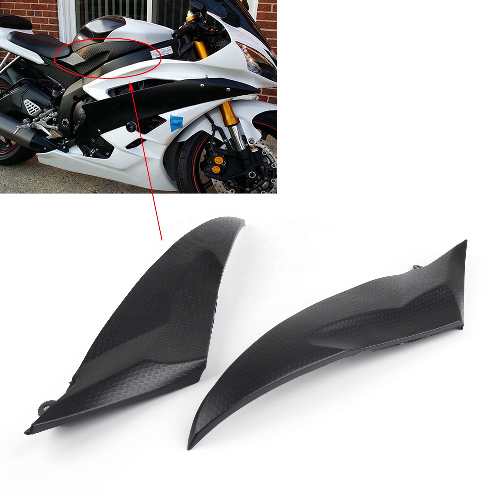 Gas Tank Side Cover Cowl Panel Fairing For Yamaha YZF R6 03 04 05 R6s 2006-2010