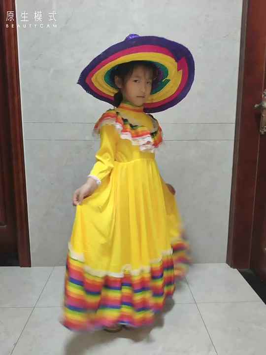 knee length dresses for ladies Womens Rainbow Mexican Costume Dress