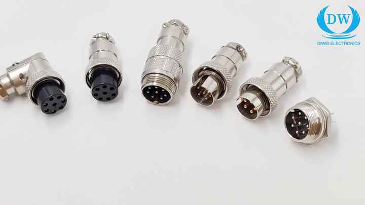 GX12/GX16/GX20 Mikrofon Verbinder – Einbaustecker/Kupplung, Metallgehäuse, Div. Pins