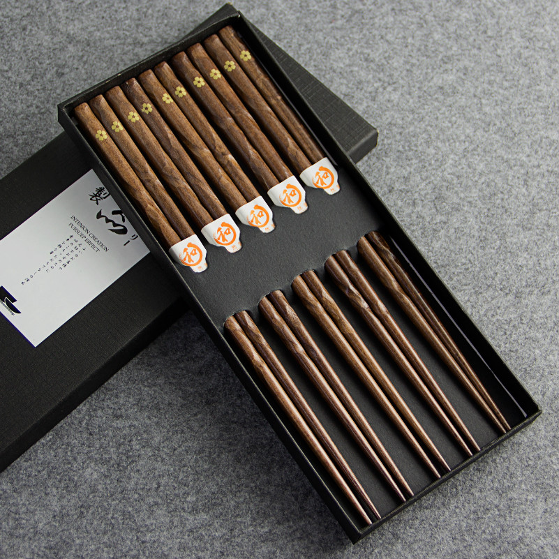 Популярные новые японские и корейские многоразовые естественные китайские палочки ручной работы подарочная упаковка палочки из розового дерева и вишни