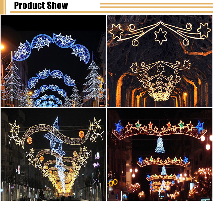 Commercial outdoor Christmas project decorations led across street motif lights