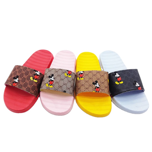 Детские пляжные тапочки для девочек, Симпатичные Мультяшные детские тапочки из ПВХ