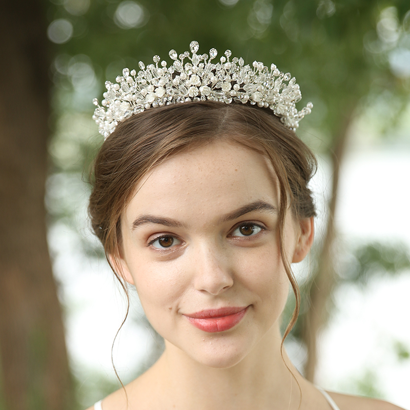 Elegant Handmade Crown Jewelry Headdress Wedding Crystal Hair Accessories Bridal Tiara For Women