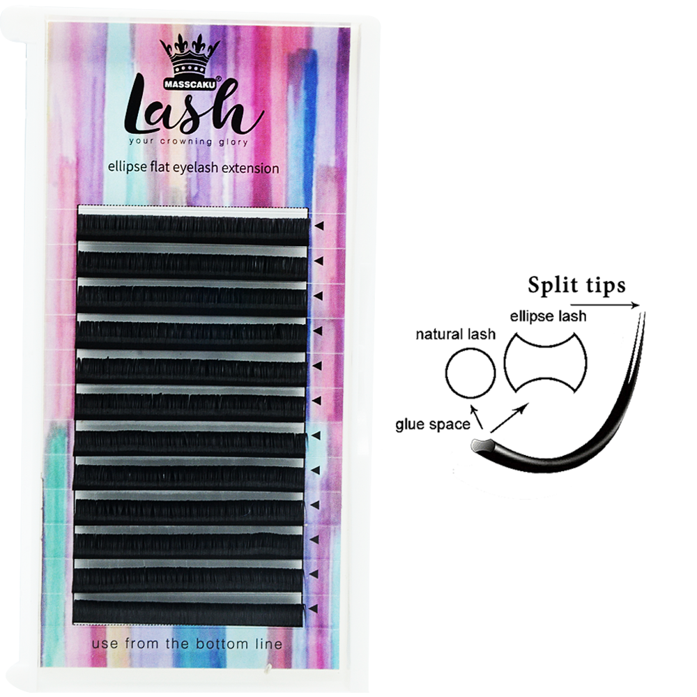 MASSCAKU оптовая продажа шелковые норковые индивидуальные кашемировые фирменные матовые Эллипсы для наращивания ресниц