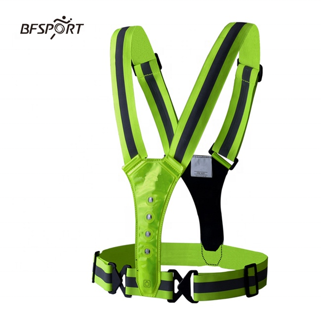 Светодиодный светоотражающий жилет с подсветкой, яркий, в ночном стиле, регулируемый, 8 шт., защитный жилет, светодиодный фонарик, зеленый, черный, BFSPORT, Опп-пакет CN;GUA
