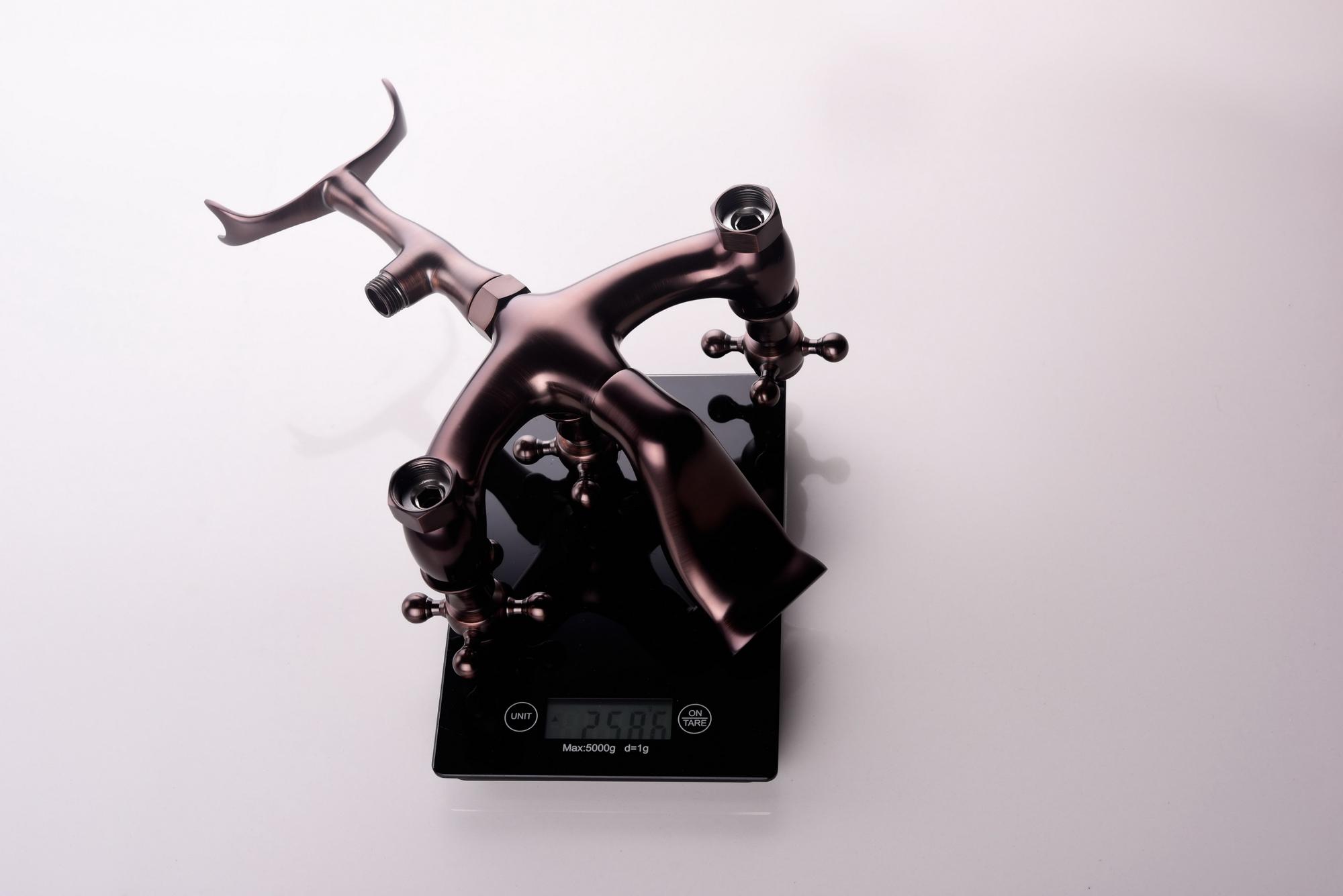 Antique Color Design Copper Hot Tap Free Standing Mixer Faucet for Claw Foot Bathtub