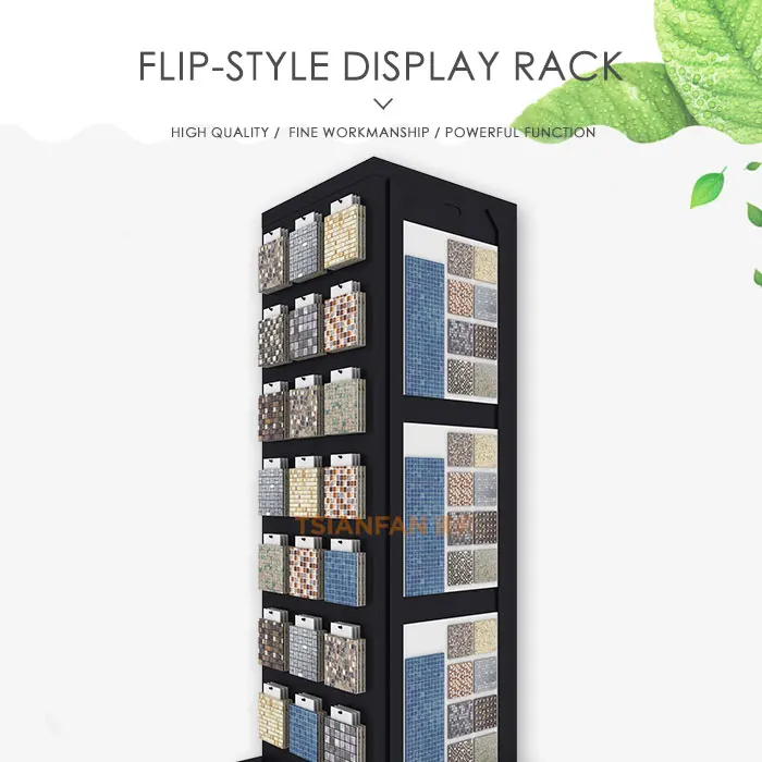 Factory Customized Floor Mosaic Wooden Display Holder For Acrylic Black Stone Rack Granite Stone Display  Stands