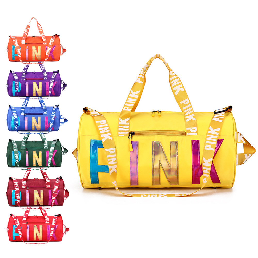 Дорожная Спортивная Сумка для женщин и девушек, большая милая розовая сумка с надписью на выходные