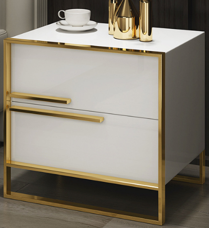 Современный прикроватный столик для спальни, модные черно-белые шкафы для хранения краски, мини прикроватный шкаф, Золотая нержавеющая сталь
