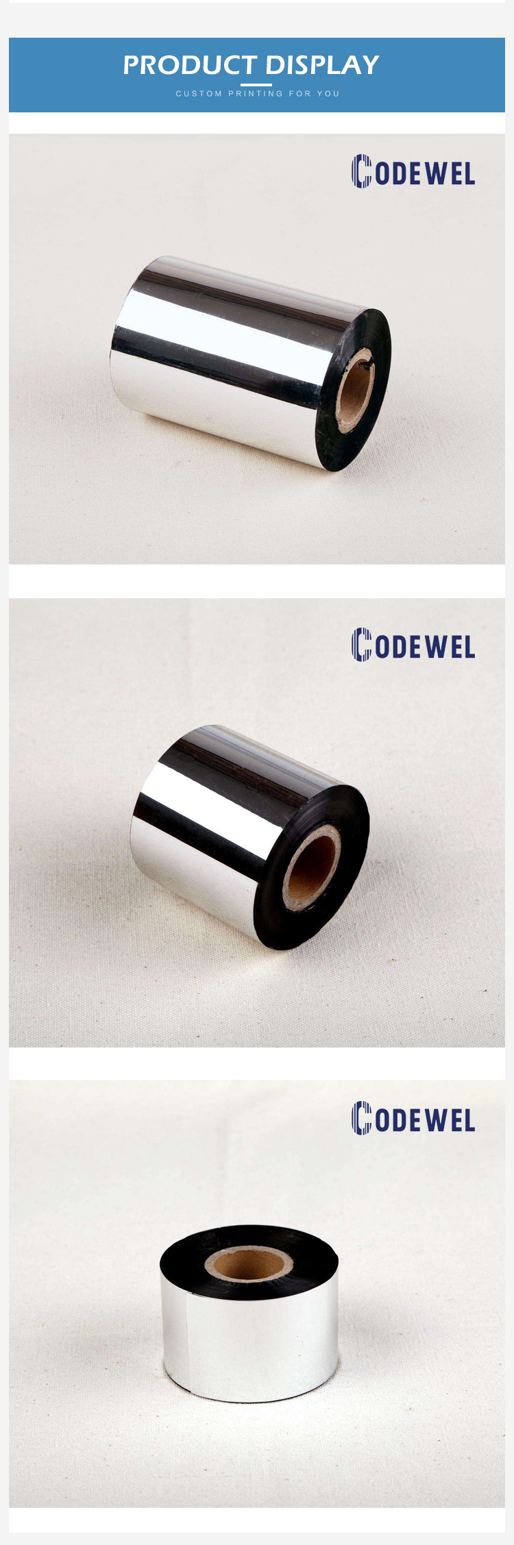 New Arrived 110mmx300m  Compatible Armor  Premium Resin thermal transfer ribbon and wax  ribbon jumbo roll