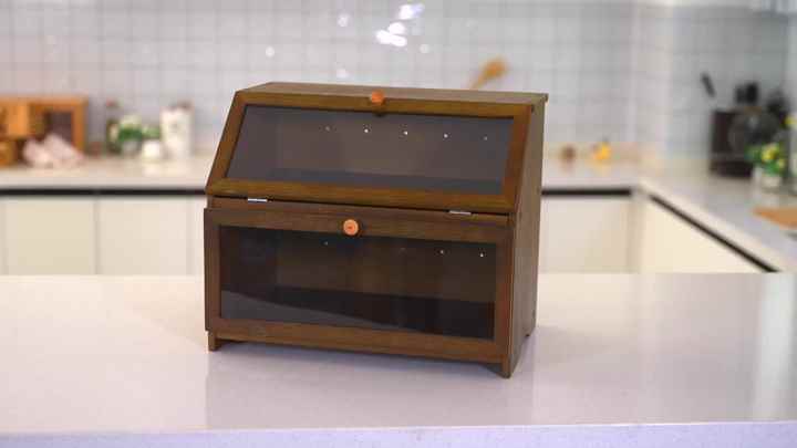 Portapane In Metallo Con Finestra - Stile Country Nero - Grande Contenitore Per Piano Cucina