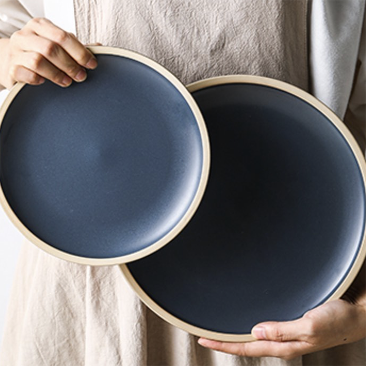 Wholesale japanese dinner plates set matte glaze dessert dishes serving pizza pasta restaurant porcelain dinner plates