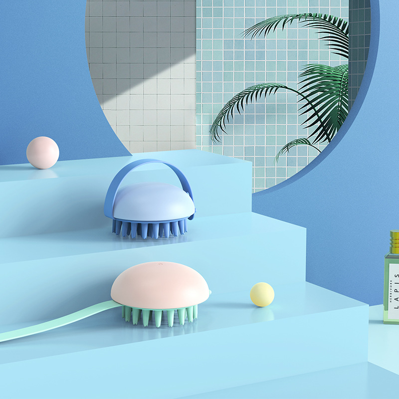 Оптовая продажа, портативная круглая нескользящая Мягкая Гибкая силиконовая Массажная щетка с ручкой Skyey Care